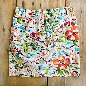 Barry Bricken‎ Floral Pencil Mini Skirt Size 8. 100% Cotton
